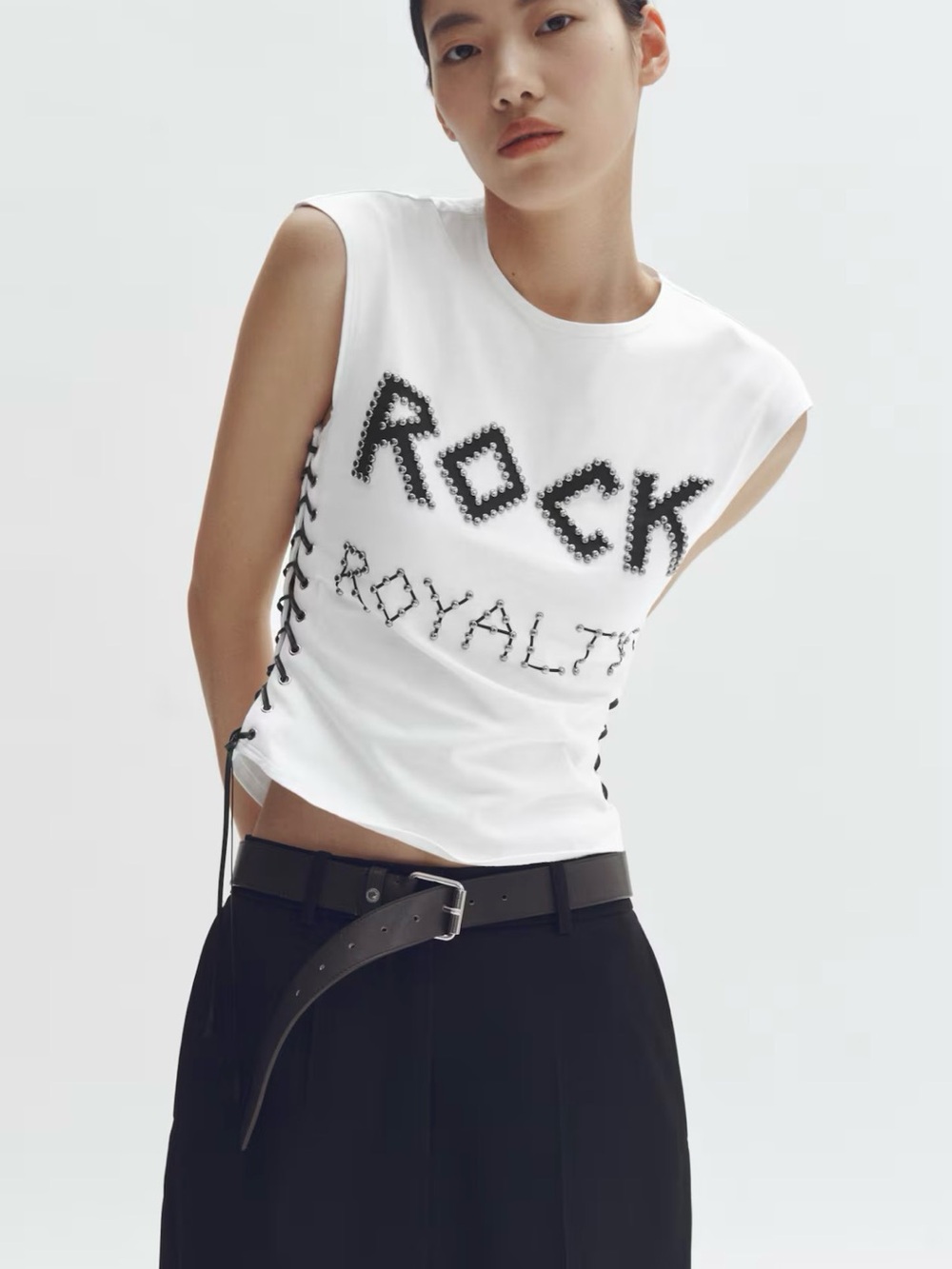 Stella McCartney White 'Rock Royalty' Lace-Up Tank